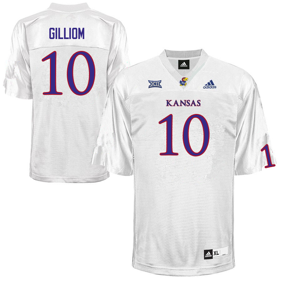 Men #10 Jayson Gilliom Kansas Jayhawks College Football Jerseys Sale-White - Click Image to Close